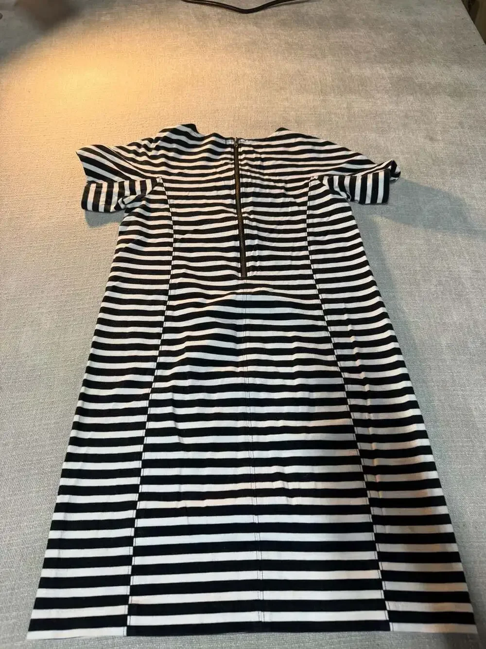 J. Crew Black and White Striped Short Sleeve Shift Dress XS
